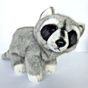 Demdaco Nat & Jules Racoon Plush Gray Realistic Stuffed Animal Wildlife 1875